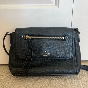 Kate Spade Black Pebbled Black Leather Crossbody Handbag